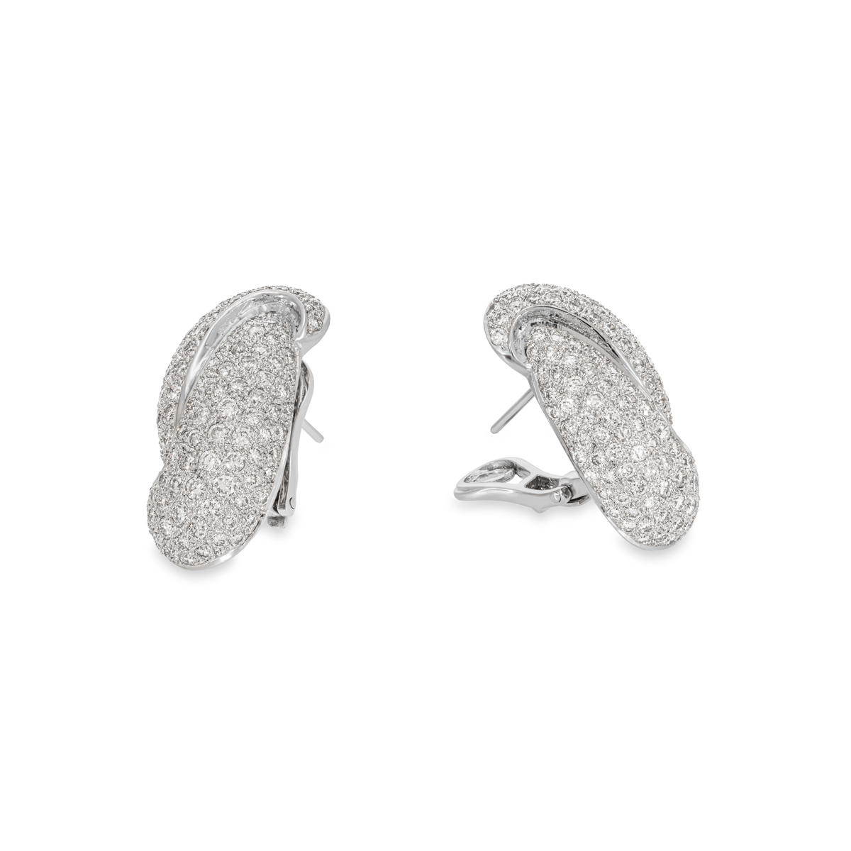 White Gold Pave Diamond Earrings 4.40ct TDW